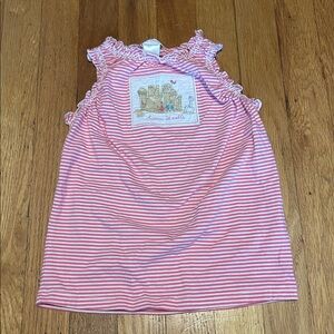 Janie and Jack Pink and White Ruffled Tank Top Chateau de sable beach top